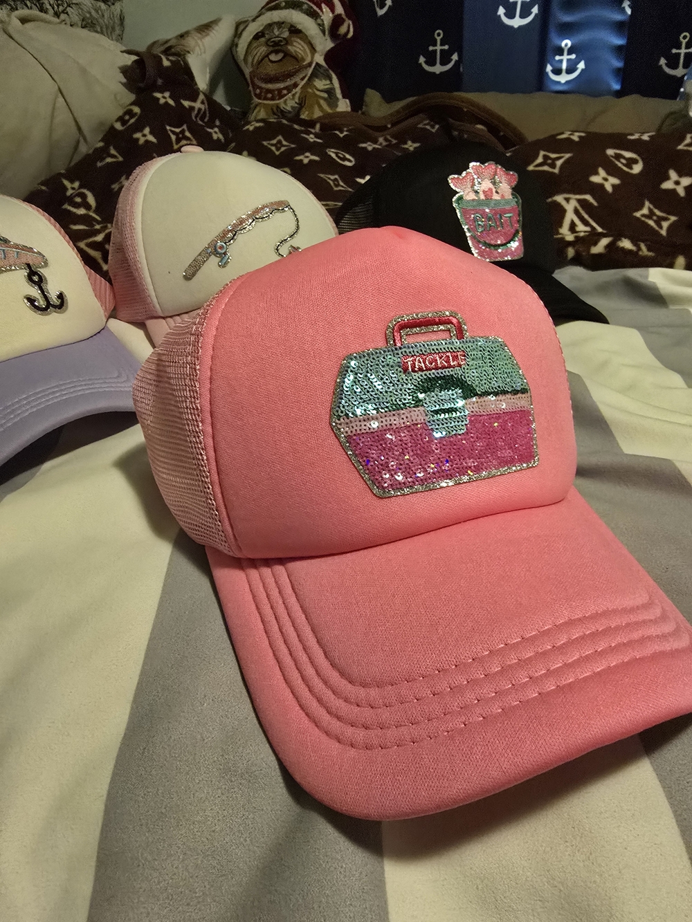 Sequin Tackle Box Pink Trucker Hat